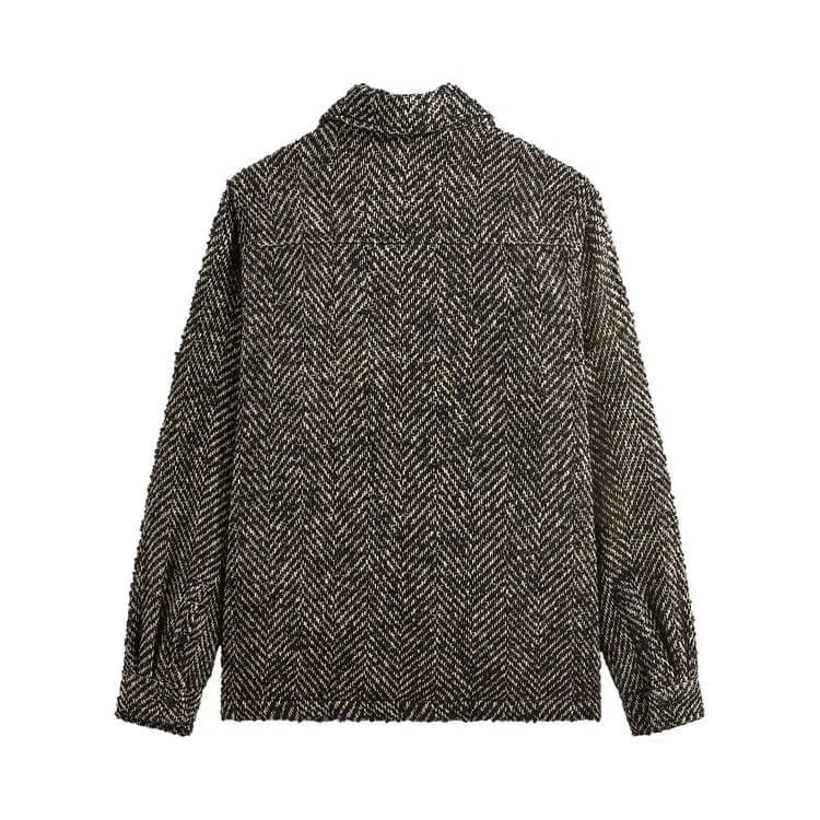 Kith Oversized Herringbone Boxy Collared Overshirt Black