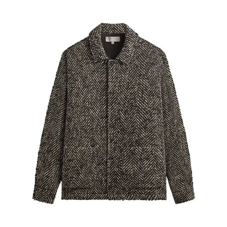Kith Oversized Herringbone Boxy Collared Overshirt Black