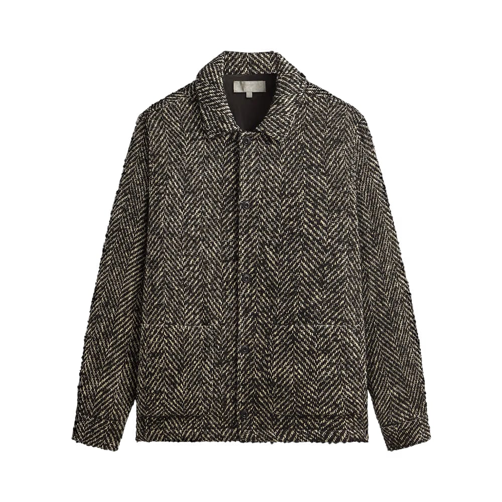 Kith Oversized Herringbone Boxy Collared Overshirt Black