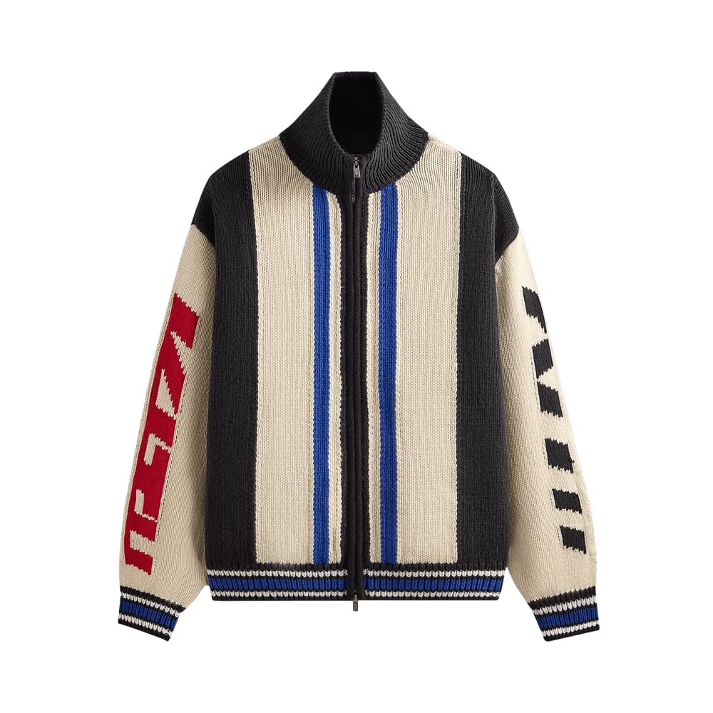 Kith Color-Blocked Moto Full Zip Wyona Sweater Sandrift