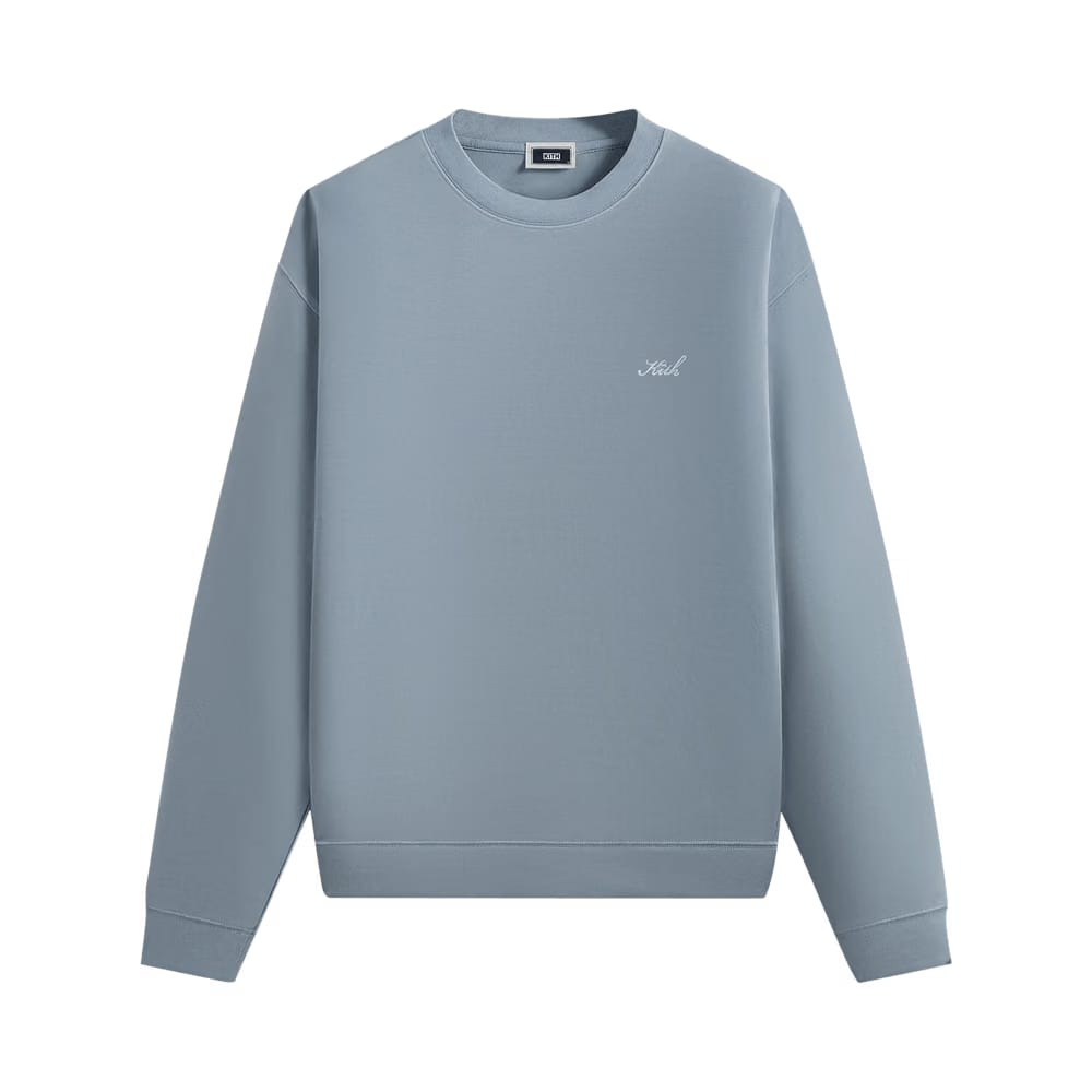 Kith Crystal Wash Interlock Vintage Crewneck Light Indigo