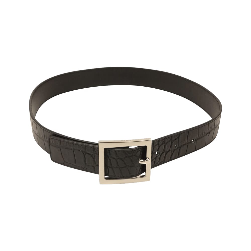 Amiri Embossed Croc Buckle Belt Black