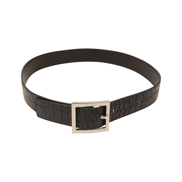 Amiri Embossed Croc Buckle Belt Black