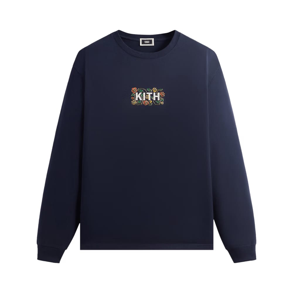 Kith Floral Classic Logo Long Sleeve T-Shirt Nocturnal