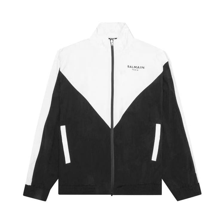 Balmain Logo-Print Multi-Cut Track Jacket Black/White