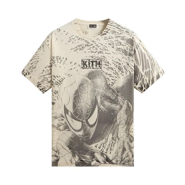 Kith x Marvel Spiderman All-Over Printed Vintage T-Shirt Black