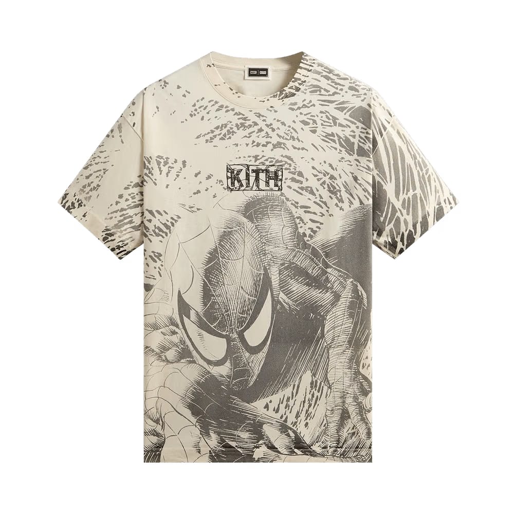 Kith x Marvel Spiderman All-Over Printed Vintage T-Shirt Black