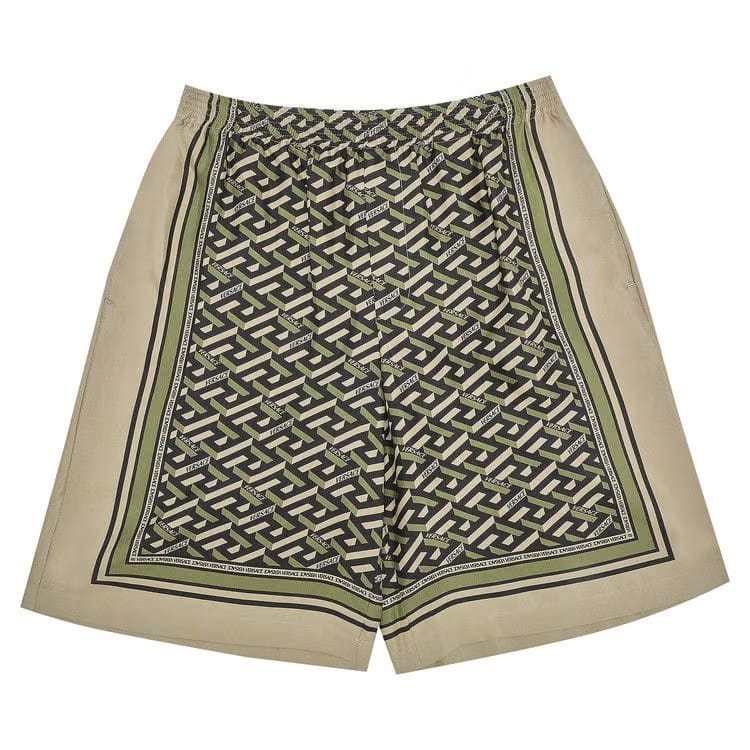 Versace Monogram Twill Silk Shorts Black/Military