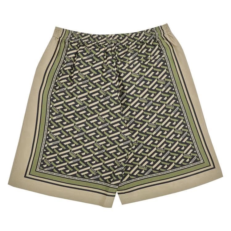 Versace Monogram Twill Silk Shorts Black/Military