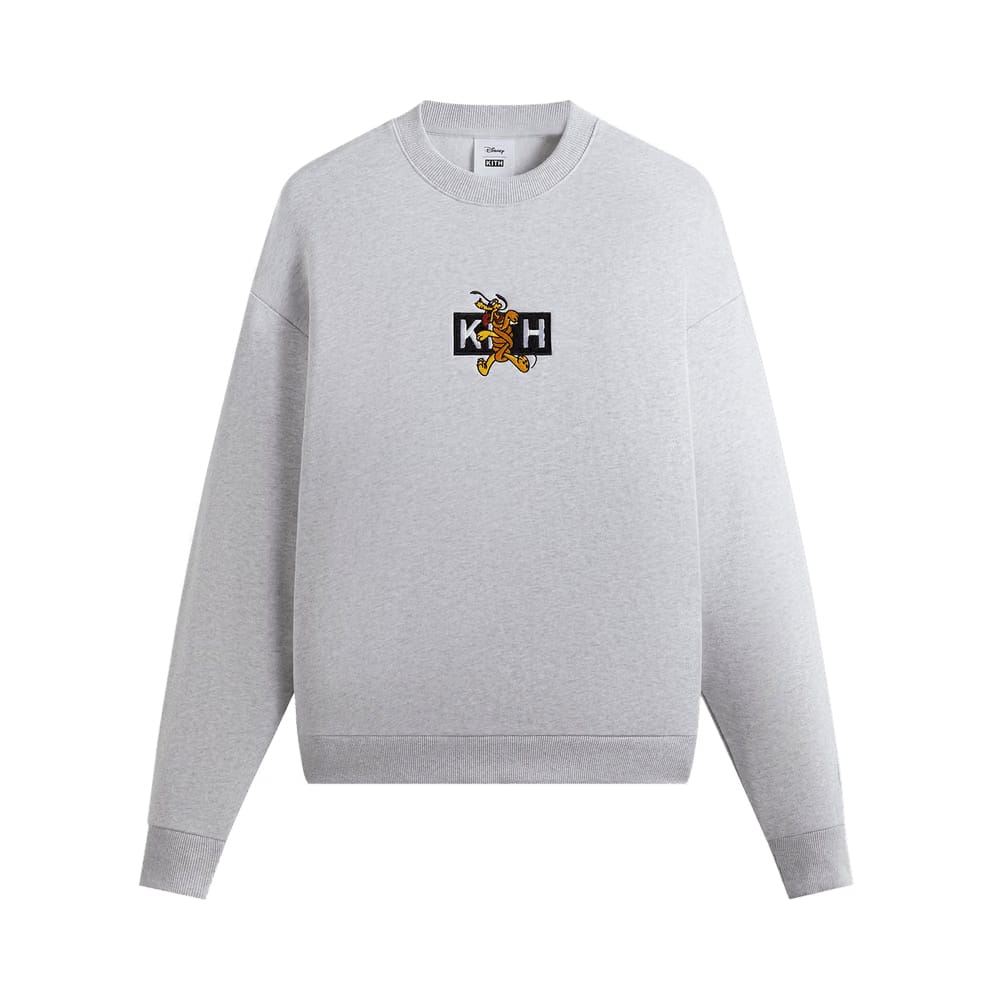 Kith For Mickey & Friends Cyber Monday Pluto Classic Logo Crewneck Light Heather Grey