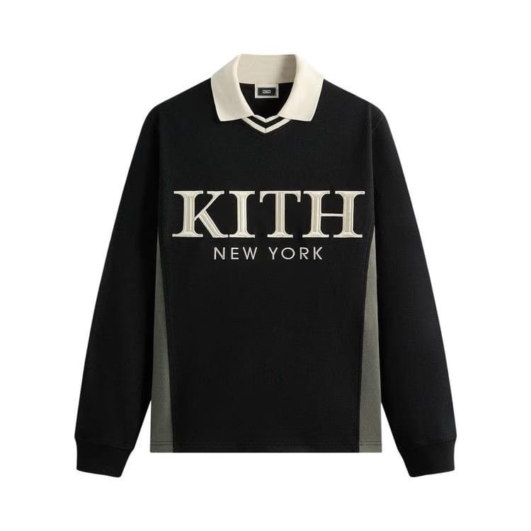 Kith Pique Long-Sleeve Tap Polo Black