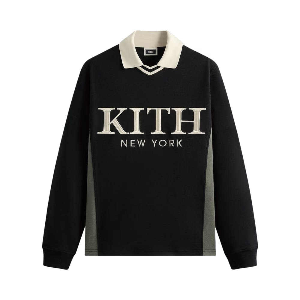 Kith Pique Long-Sleeve Tap Polo Black