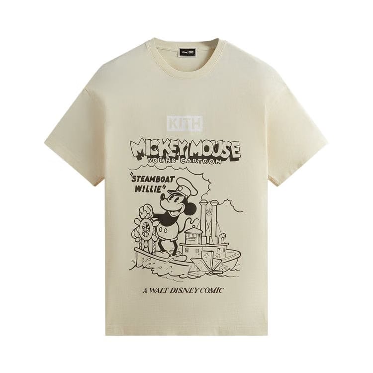 Kith For Mickey & Friends Steamboat Willie Vintage T-Shirt Sandrift