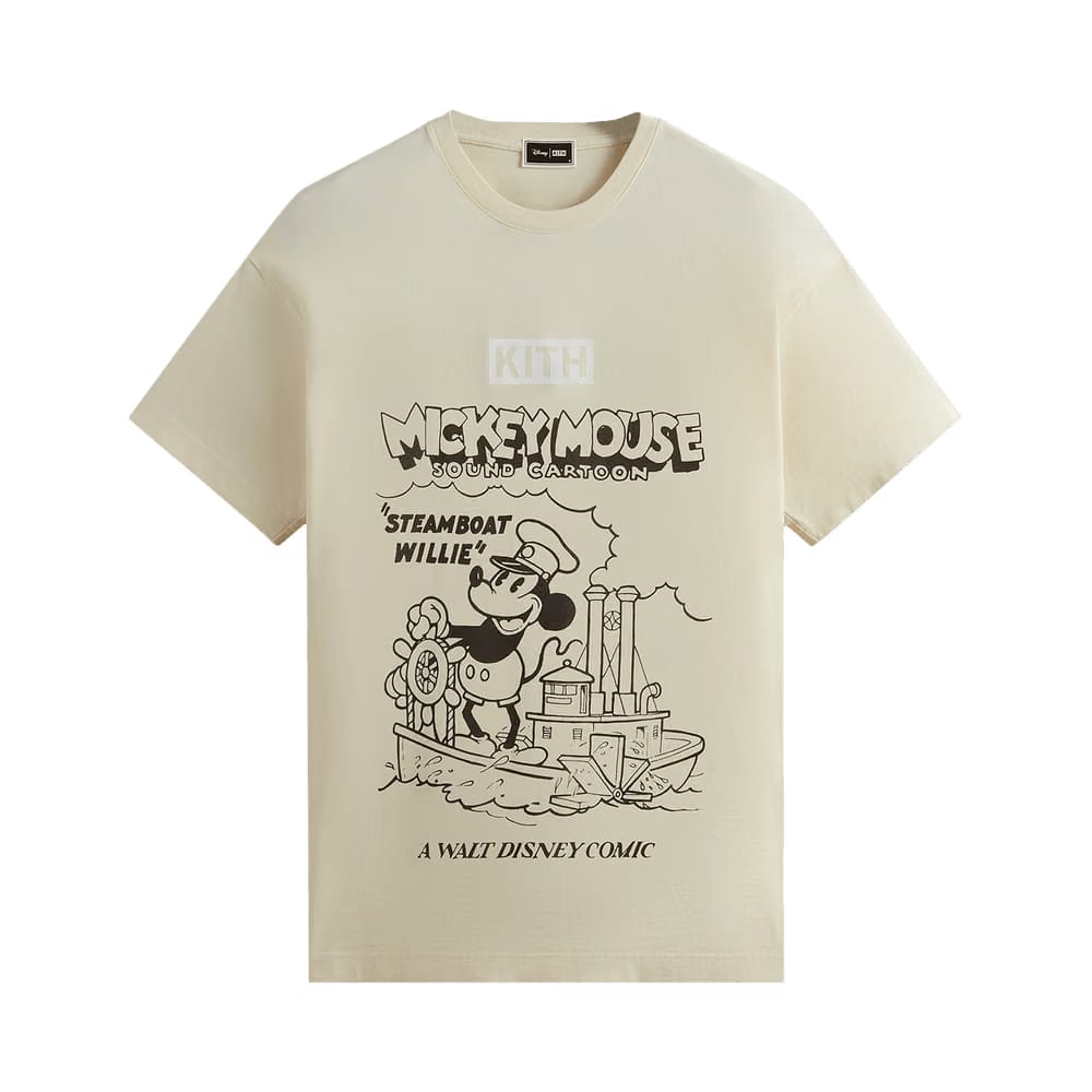 Kith For Mickey & Friends Steamboat Willie Vintage T-Shirt Sandrift