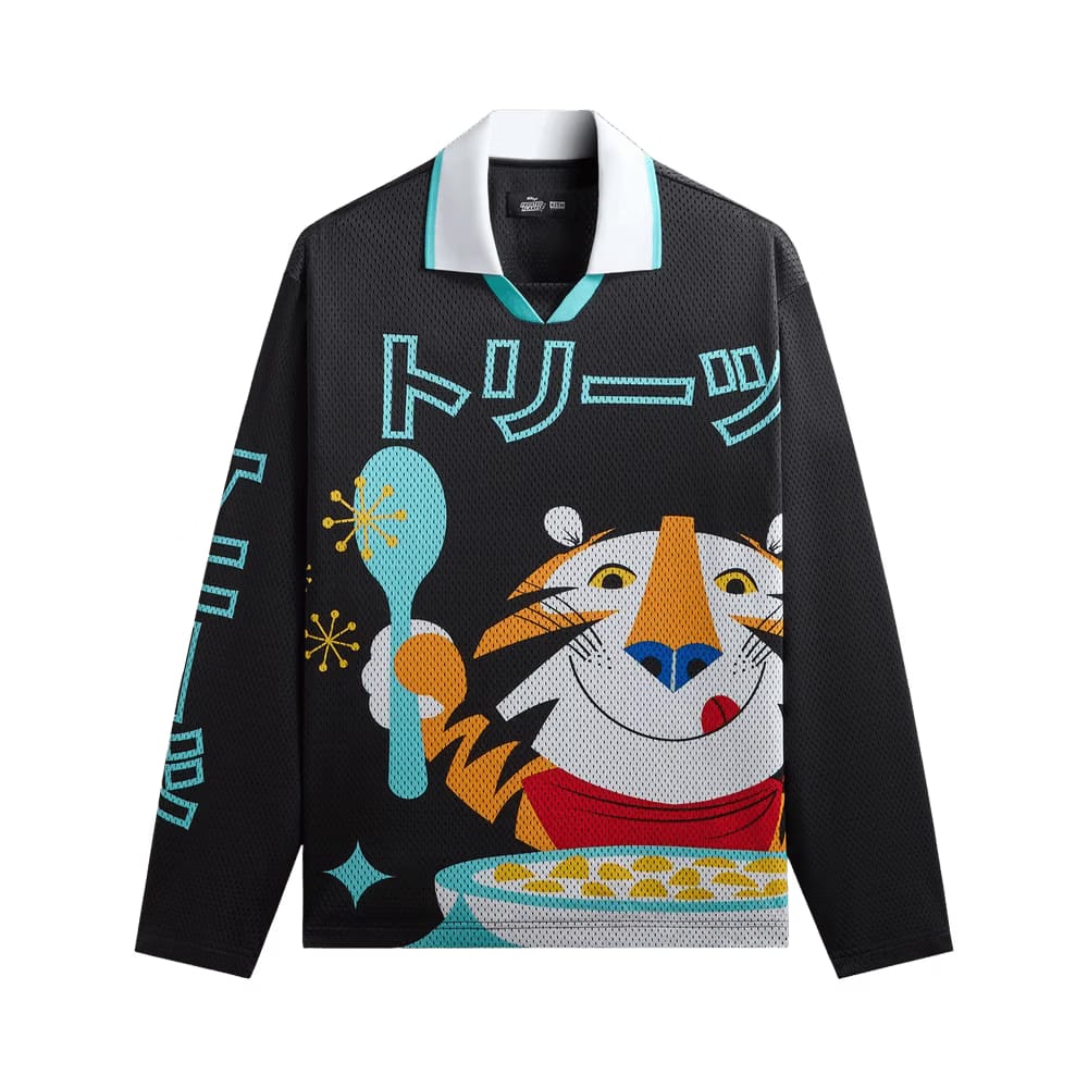 Kith Treats For Kellogg’s Frosted Flakes Cereal & Tony The Tiger Long Sleeve Edison Jersey Black