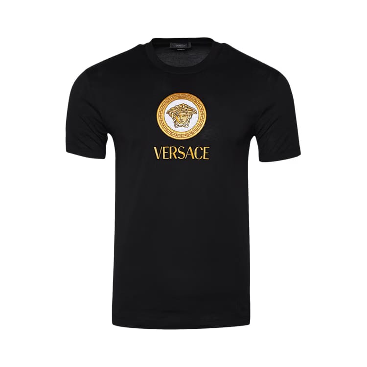 Versace Embroidered Medusa Logo T-Shirt Black