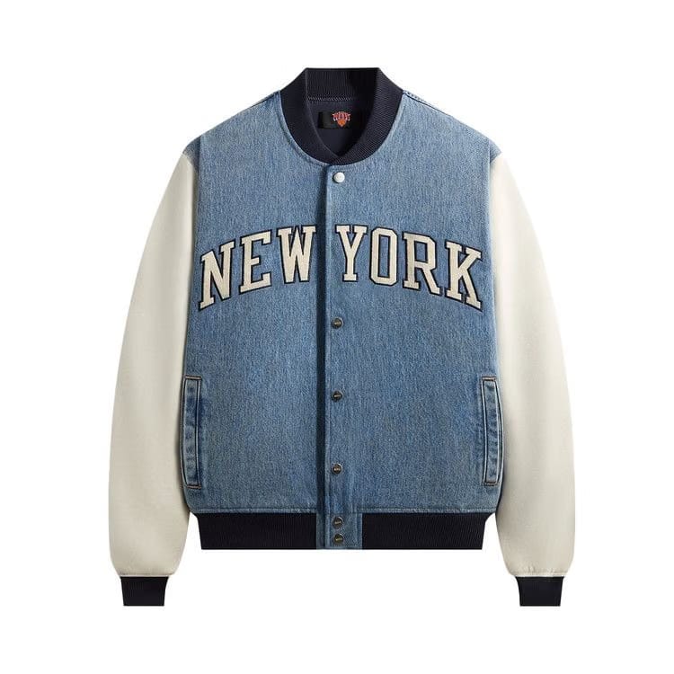 Kith For The New York Knicks Denim Marvin Bomber Medium Indigo