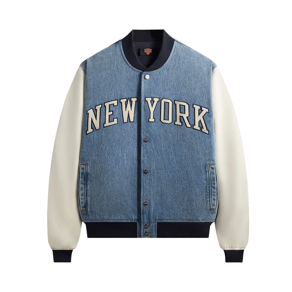 Kith For The New York Knicks Denim Marvin Bomber Medium Indigo