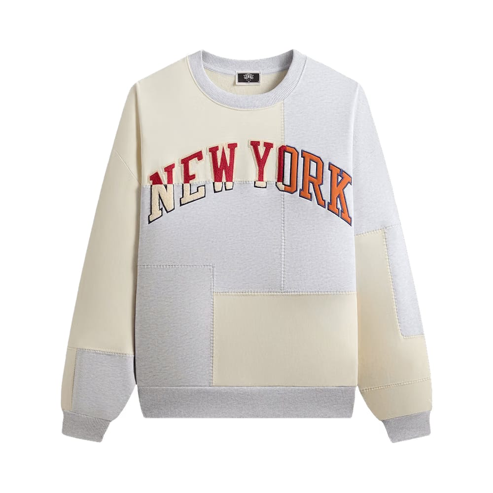 Kith For The New York Knicks Patchwork Fleece Crewneck Sweatshirt Light Heather Grey