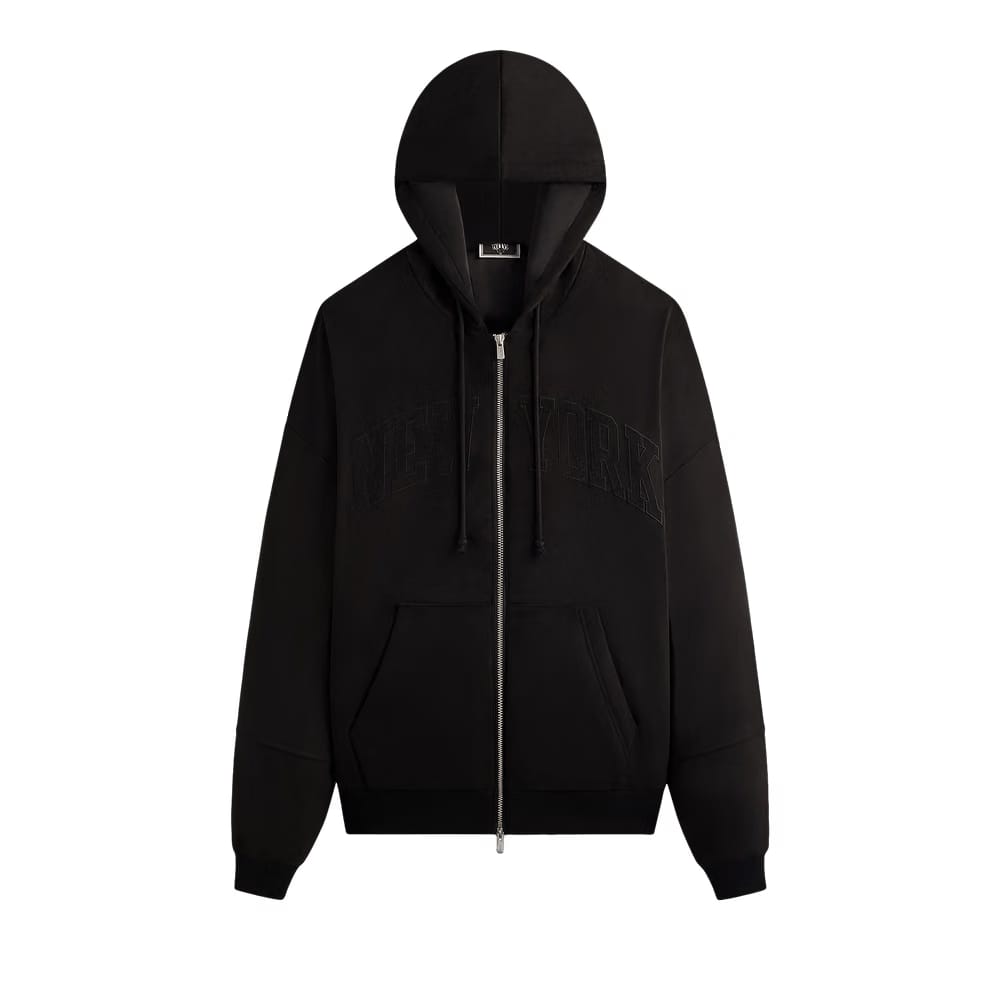Kith For The New York Knicks Tonal Microsuede Braxton Hoodie Black