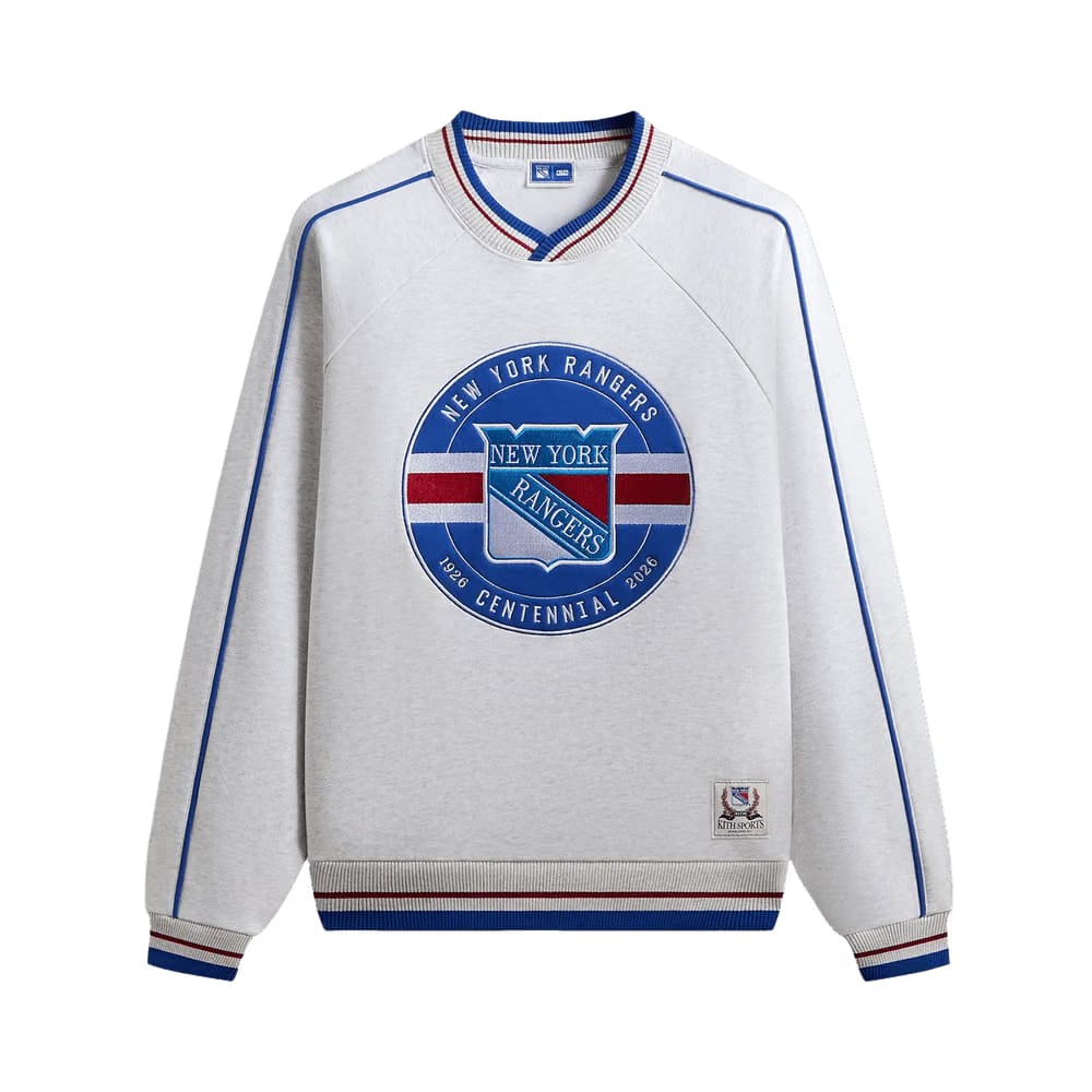 Kith For The New York Rangers Centennial Nelson Crewneck Light Heather Grey