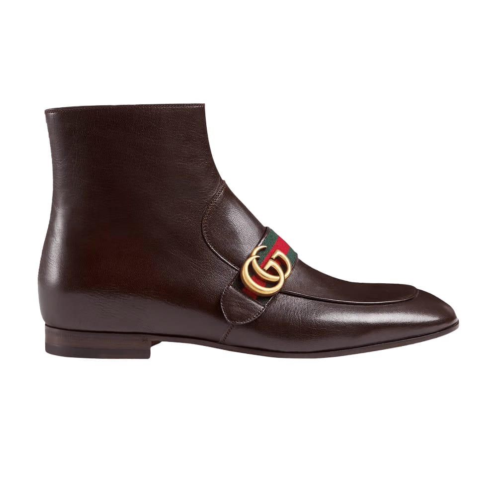 Gucci Donnie Leather Boot Double G - Cocoa