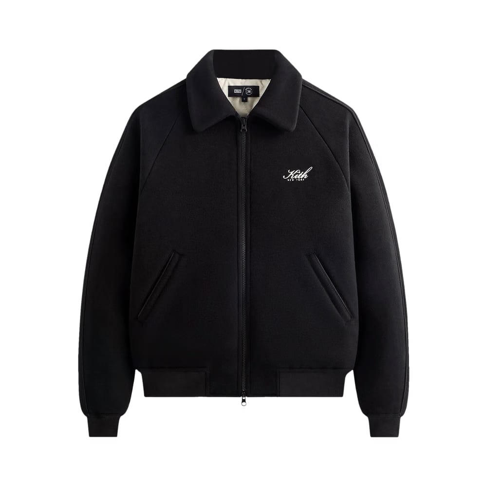 Kith For The New York Yankees Melton Wool Raglan Varsity Jacket Black
