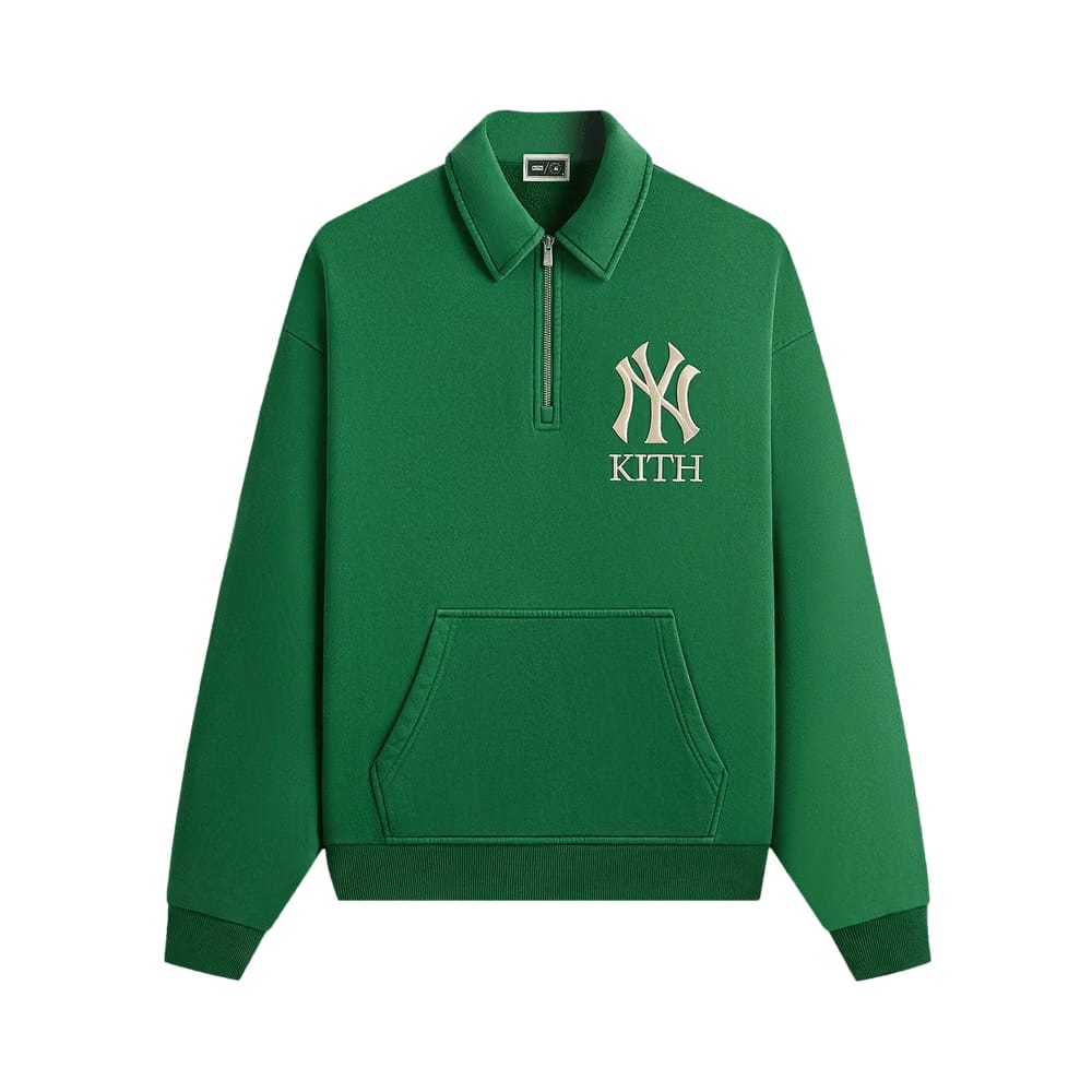 Kith For The New York Yankees Quarter Zip Popover Sweatshirt Kelly