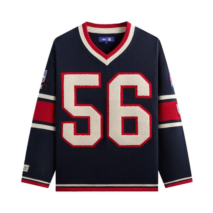 Kith For The NFL New York Giants V-Neck Beau Knit Sweater Nocturnal