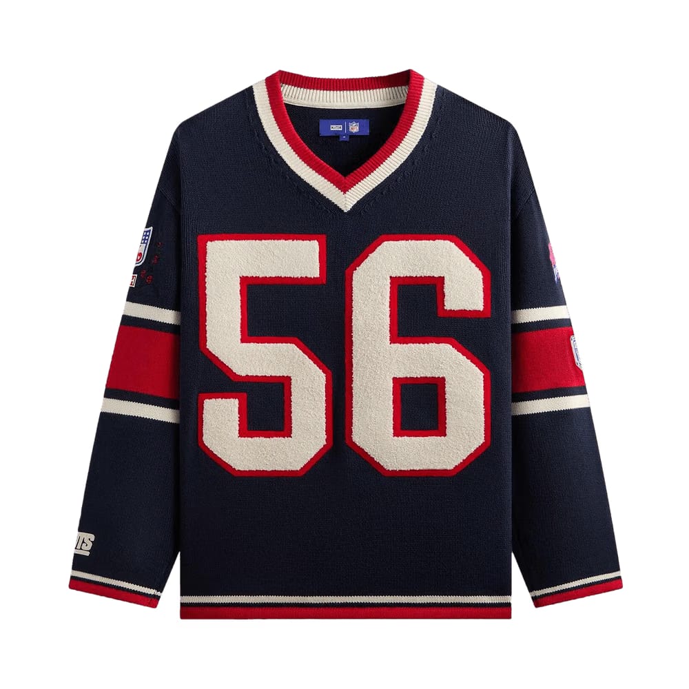 Kith For The NFL New York Giants V-Neck Beau Knit Sweater Nocturnal