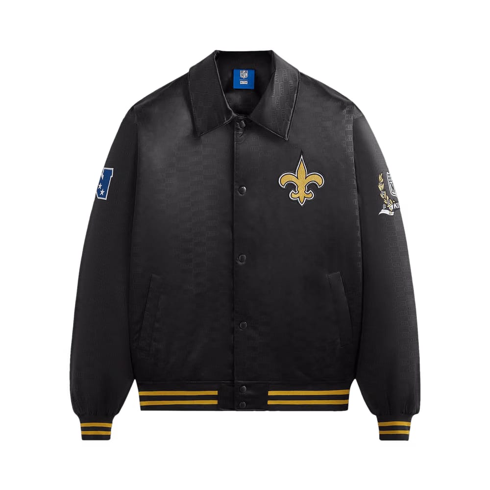 Kith For The NFL: Saints Satin Bomber Jacket Black