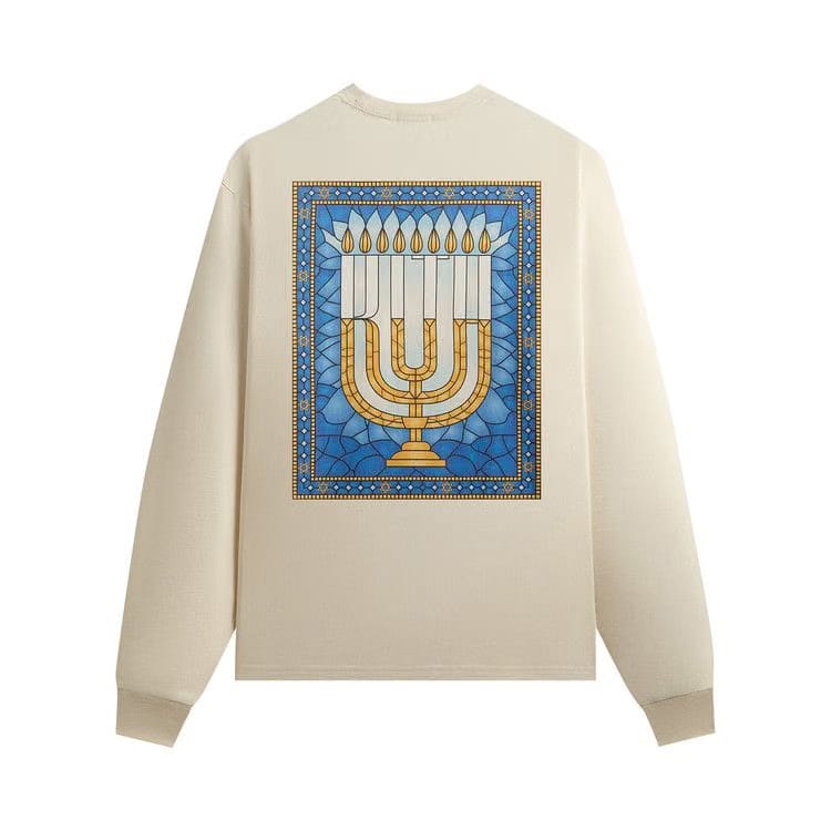 Kith Hanukkah Stained Glass Long Sleeve Pocket T-Shirt Sandrift