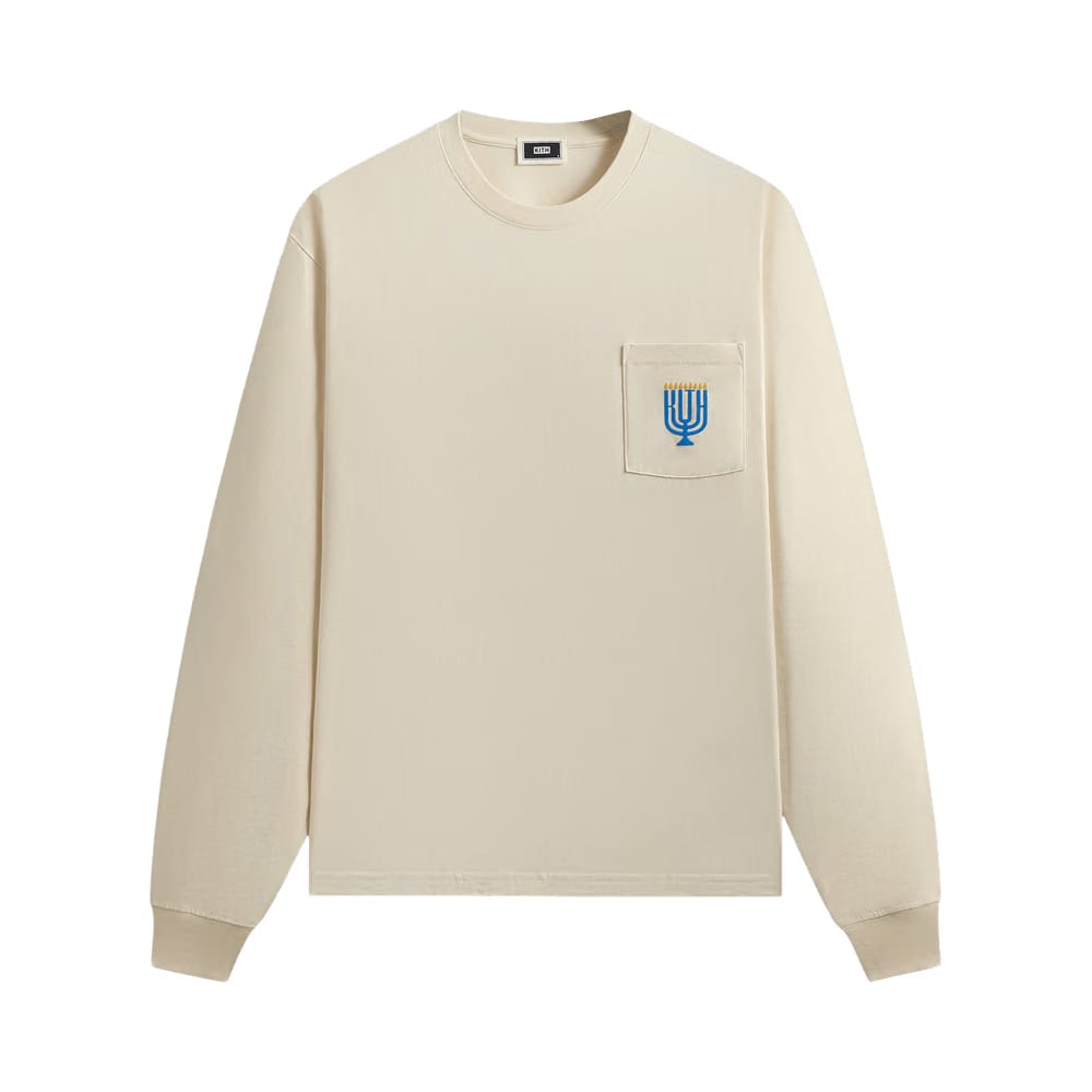 Kith Hanukkah Stained Glass Long Sleeve Pocket T-Shirt Sandrift