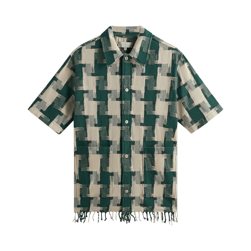 Kith Jumbo Houndstooth Boxy Collared Overshirt Conifer