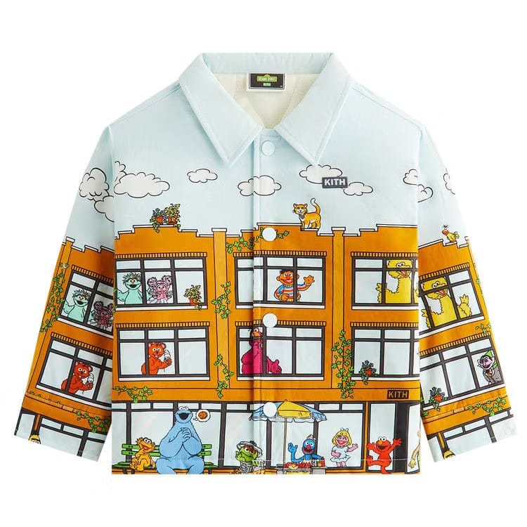 Kith Kids x Sesame Street Lafayette St Shacket Powder