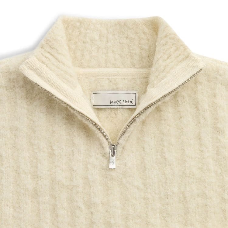 Kith &Kin Boucle Wyatt Quarter Zip Sandrift