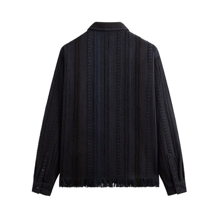 Kith Mixed Stripe Tweed Boxy Collared Overshirt Nocturnal