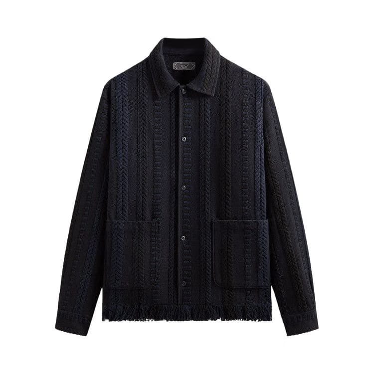 Kith Mixed Stripe Tweed Boxy Collared Overshirt Nocturnal