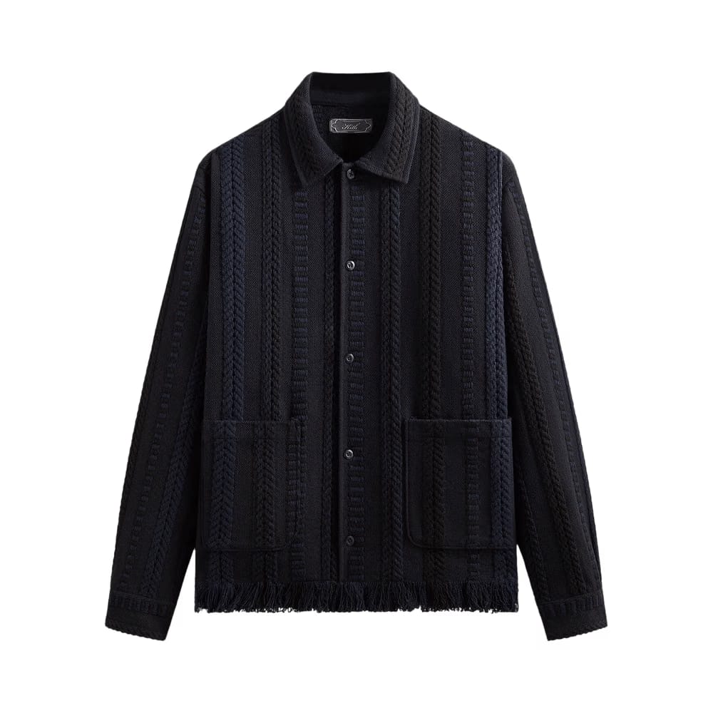 Kith Mixed Stripe Tweed Boxy Collared Overshirt Nocturnal