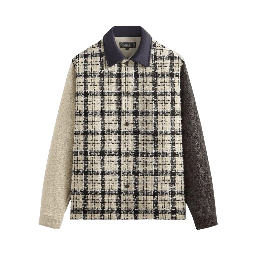 Kith Mixed Tweed Boxy Collared Overshirt Sandrift