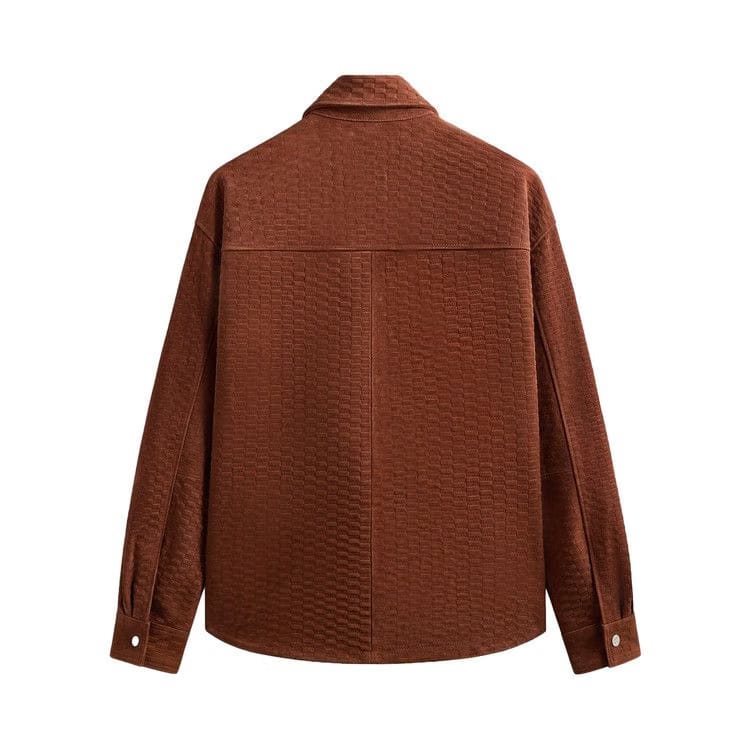 Kith Monogram Suede Apollo Ii Shirt Walnut