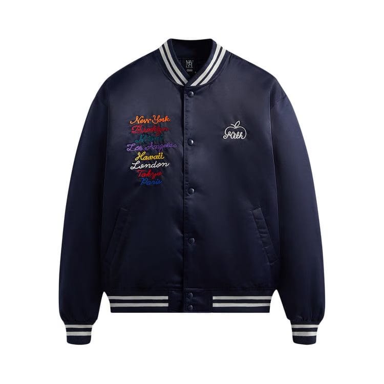 Kith New York To The World Satin Bomber Jacket Nocturnal
