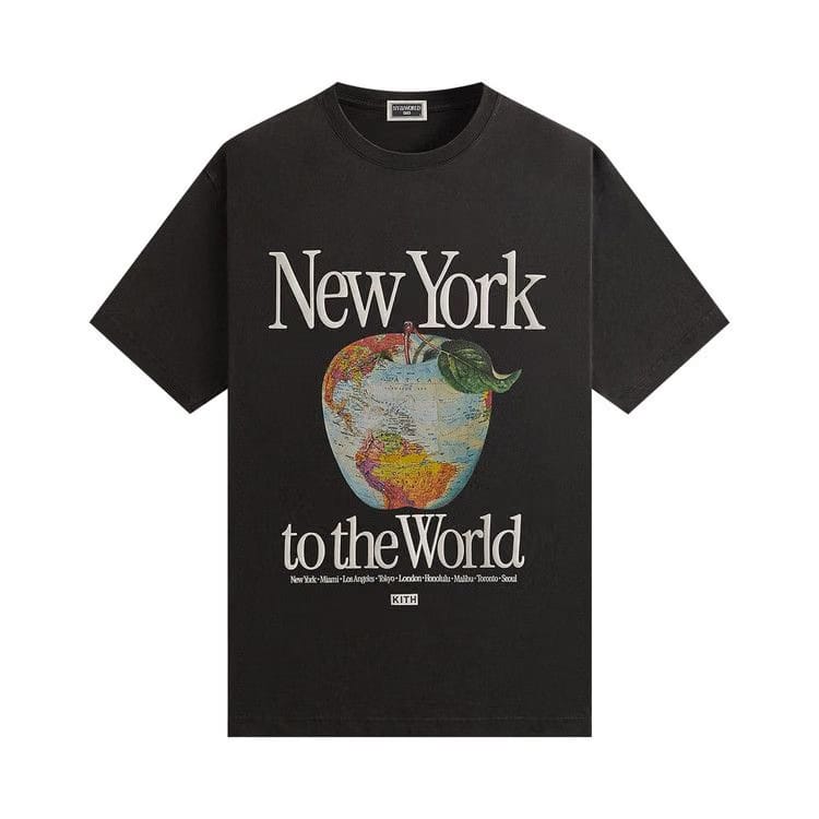 Kith NY to the World Apple Globe Vintage T-Shirt Black