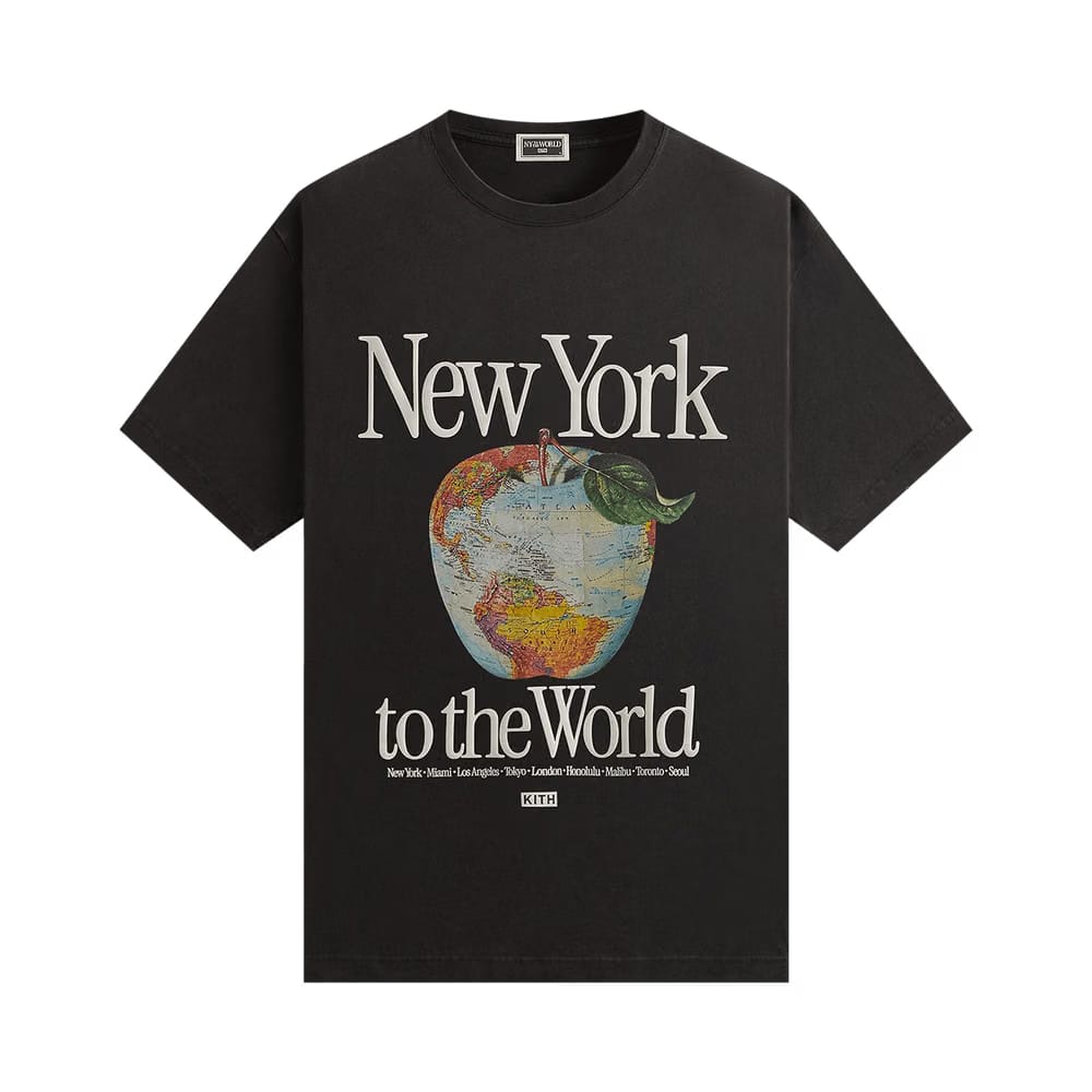Kith NY to the World Apple Globe Vintage T-Shirt Black