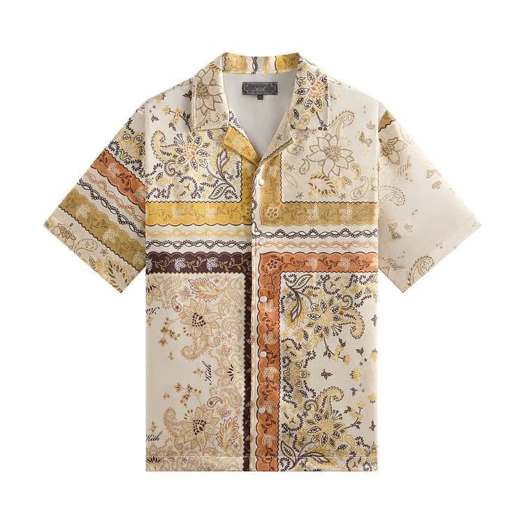 Kith Panelled Bandana Thompson Camp Collar Shirt Sandrift