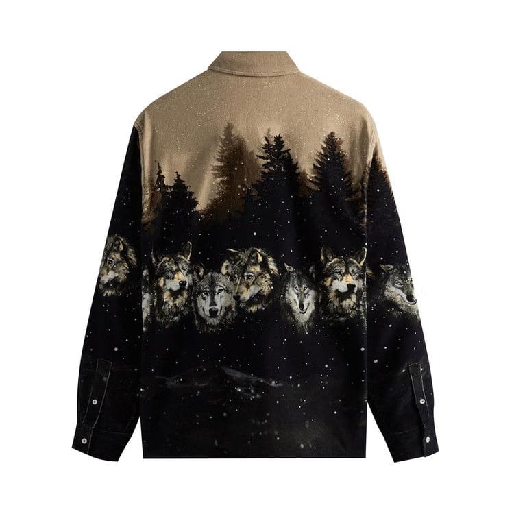 Kith Printed Wolves Cord Ludlow Shirt Black