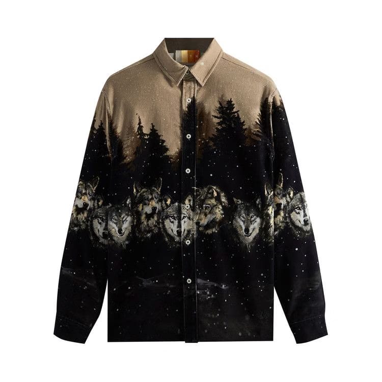 Kith Printed Wolves Cord Ludlow Shirt Black