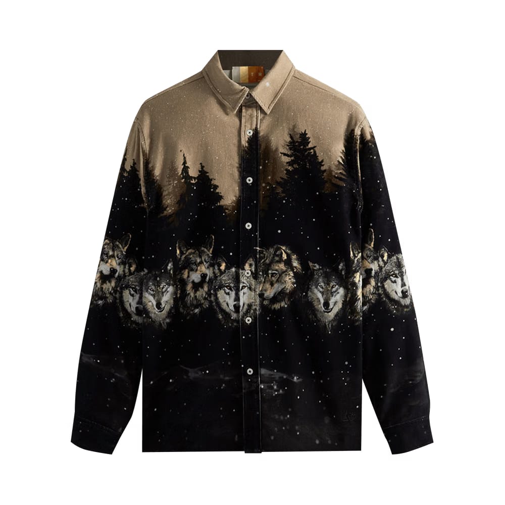 Kith Printed Wolves Cord Ludlow Shirt Black