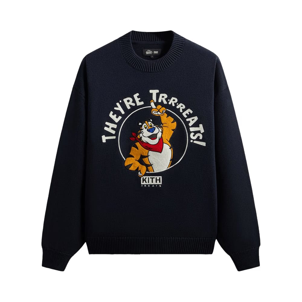 Kith Treats For Kellogg’s Frosted Flakes Cereal & Tony The Tiger Lewis Sweater Nocturnal