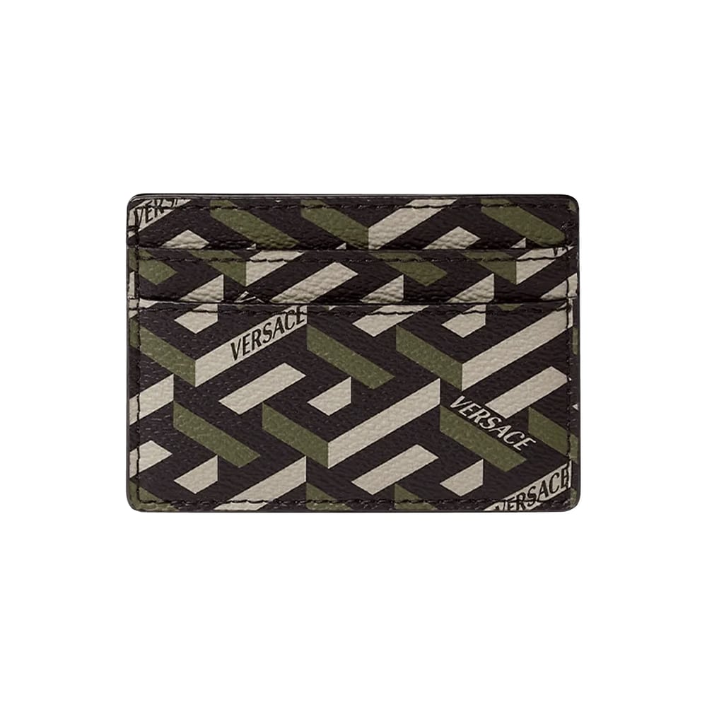 Versace La Greca Signature Card Case Black/Kakhi
